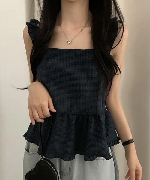 新品未使用タグ付き collab パッドinフリル 2wayキャミソール 2way フリル キャミソール（キャミソール）｜semplice（センプリチェ