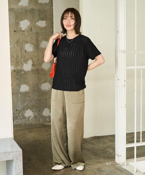 FREAK'S STORE(フリークスストア)の「限定展開 アイレット 半袖 Tシャツ(Tシャツ/カットソー・レディース・ブラウン/ベージュ/レモンイエロー/オフホワイト/ブラック・フリ-)」の6枚目の写真