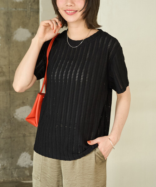 FREAK'S STORE(フリークスストア)の「限定展開 アイレット 半袖 Tシャツ(Tシャツ/カットソー・レディース・ブラウン/ベージュ/レモンイエロー/オフホワイト/ブラック・フリ-)」の9枚目の写真
