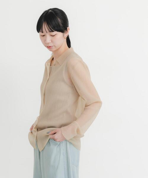 EKAL（エカル）の「シースルーリブニットカーディガン（カーディガン/ボレロ・レディース・ブラック/ボルドー/ベージュ・FREE）」の13枚目の写真