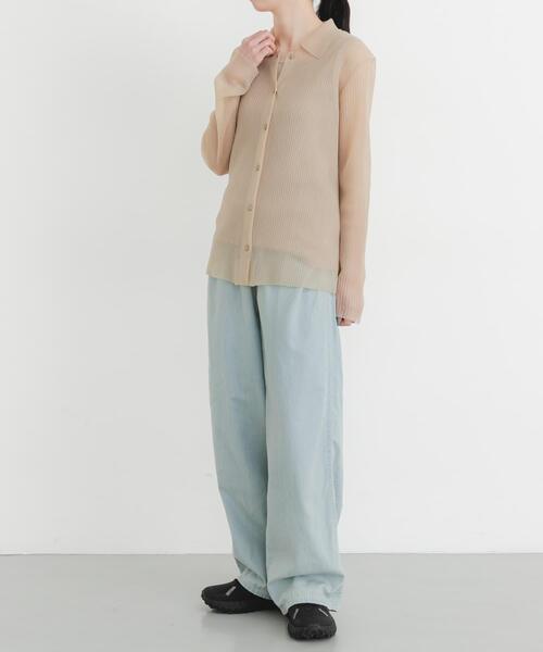 EKAL（エカル）の「シースルーリブニットカーディガン（カーディガン/ボレロ・レディース・ブラック/ボルドー/ベージュ・FREE）」の12枚目の写真