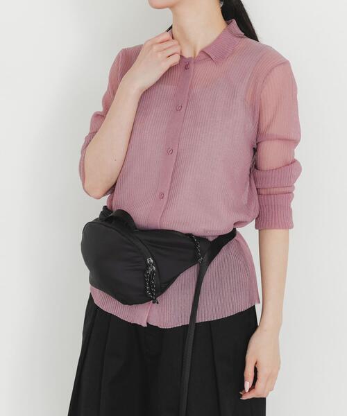 EKAL（エカル）の「シースルーリブニットカーディガン（カーディガン/ボレロ・レディース・ブラック/ボルドー/ベージュ・FREE）」の8枚目の写真