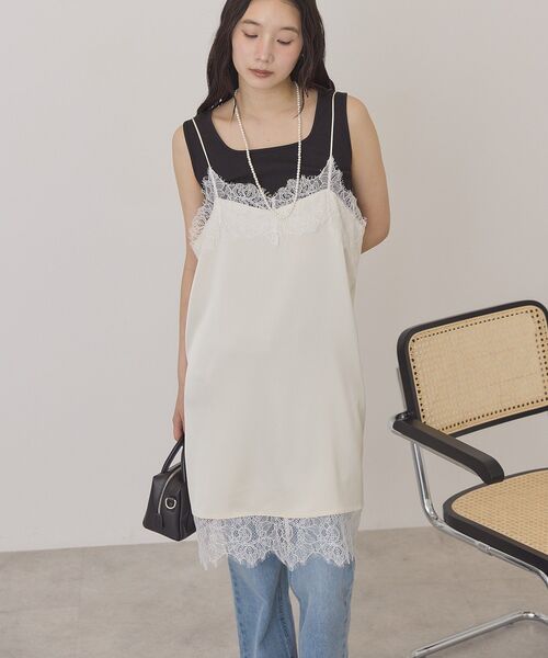 AMERICAN HOLIC(アメリカンホリック)の「レースサテンキャミワンピース(ワンピース・レディース・アイボリー/ネイビー・FREE)」の16枚目の写真