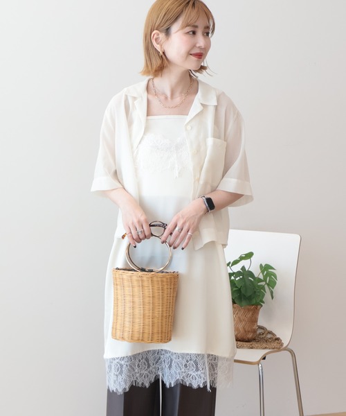 AMERICAN HOLIC(アメリカンホリック)の「レースサテンキャミワンピース(ワンピース・レディース・アイボリー/ネイビー・FREE)」の8枚目の写真