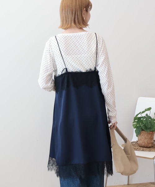 AMERICAN HOLIC(アメリカンホリック)の「レースサテンキャミワンピース(ワンピース・レディース・アイボリー/ネイビー・FREE)」の14枚目の写真