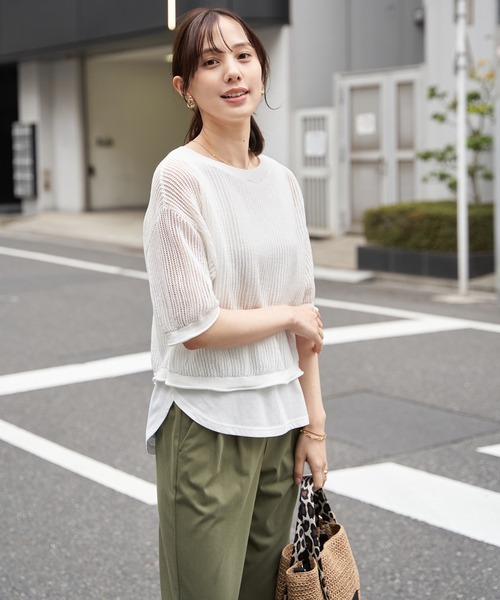 ikka(イッカ)の「【2点セット】メッシュニットアンサンブル(ニット/セーター・レディース・ベージュ/ブルー/ブラック/オフホワイト・M/L/S)」の22枚目の写真