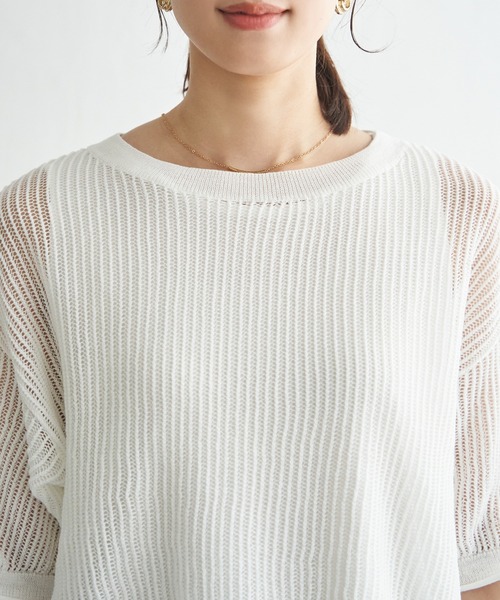 ikka(イッカ)の「【2点セット】メッシュニットアンサンブル(ニット/セーター・レディース・ベージュ/ブルー/ブラック/オフホワイト・M/L/S)」の6枚目の写真
