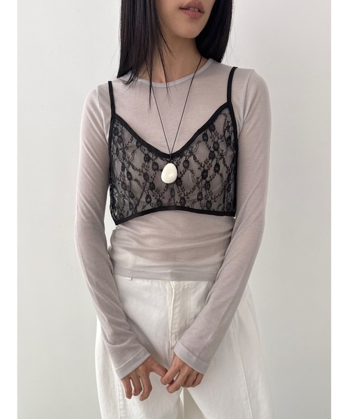 Didot.showroom（ディドット ショールーム）の「ルーズレースビスチェ（その他トップス・レディース・アイボリー/ブラック・FREE）」の2枚目の写真