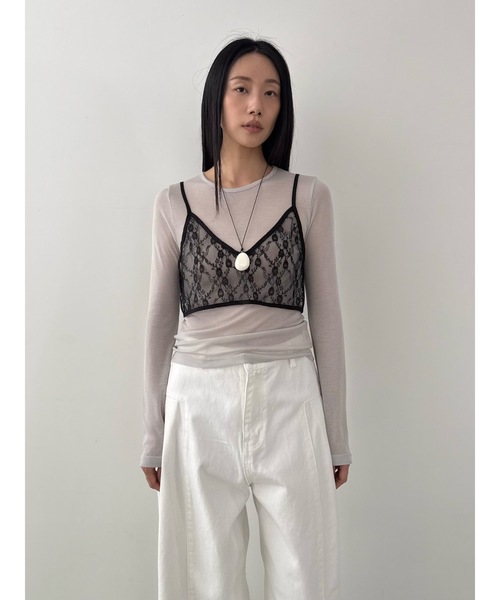 Didot.showroom（ディドット ショールーム）の「ルーズレースビスチェ（その他トップス・レディース・アイボリー/ブラック・FREE）」の3枚目の写真