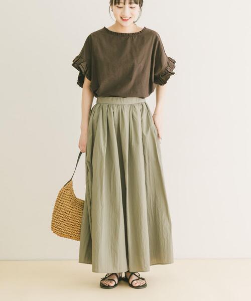 ITEMS URBANRESEARCH(アイテムズ アーバンリサーチ)の「ワッシャーナイロンギャザースカート(スカート・レディース・ブラック/カーキ/ホワイト系その他・FREE)」の8枚目の写真
