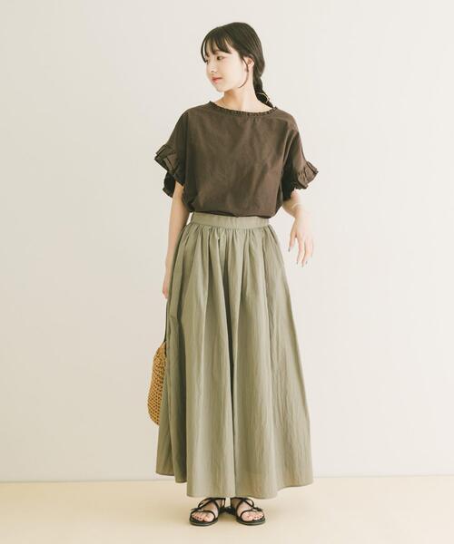 ITEMS URBANRESEARCH(アイテムズ アーバンリサーチ)の「ワッシャーナイロンギャザースカート(スカート・レディース・ブラック/カーキ/ホワイト系その他・FREE)」の6枚目の写真