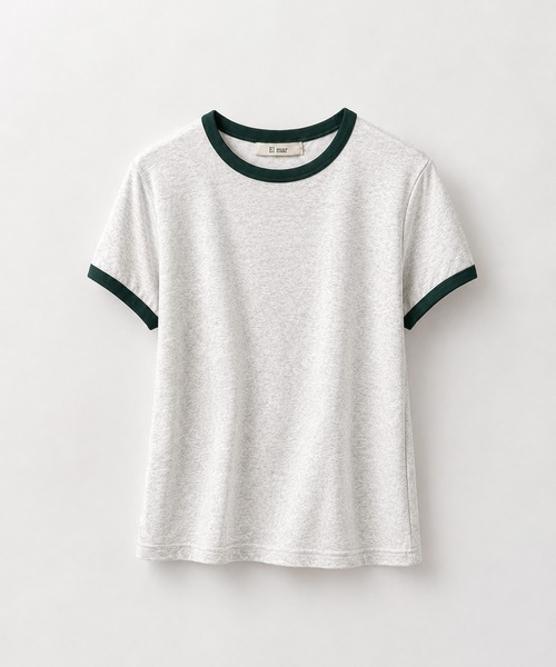 CANAL JEAN(キャナルジーン)の「El mar パイピングコンパクトTシャツ(Tシャツ/カットソー・レディース・ブルー/アッシュ/ヘザーグレー/ボルドー/ネイビー/グリーン・ONE SIZE)」の1枚目の写真