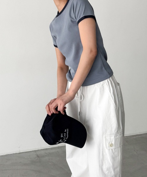CANAL JEAN(キャナルジーン)の「El mar パイピングコンパクトTシャツ(Tシャツ/カットソー・レディース・ブルー/アッシュ/ヘザーグレー/ボルドー/ネイビー/グリーン・ONE SIZE)」の7枚目の写真