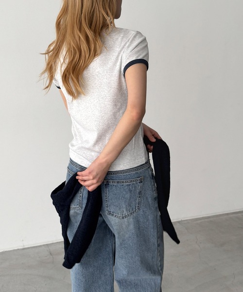 CANAL JEAN(キャナルジーン)の「El mar パイピングコンパクトTシャツ(Tシャツ/カットソー・レディース・ブルー/アッシュ/ヘザーグレー/ボルドー/ネイビー/グリーン・ONE SIZE)」の14枚目の写真
