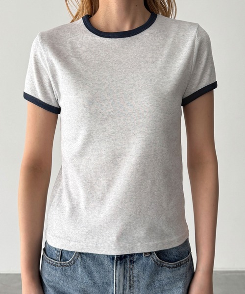 CANAL JEAN(キャナルジーン)の「El mar パイピングコンパクトTシャツ(Tシャツ/カットソー・レディース・ブルー/アッシュ/ヘザーグレー/ボルドー/ネイビー/グリーン・ONE SIZE)」の16枚目の写真