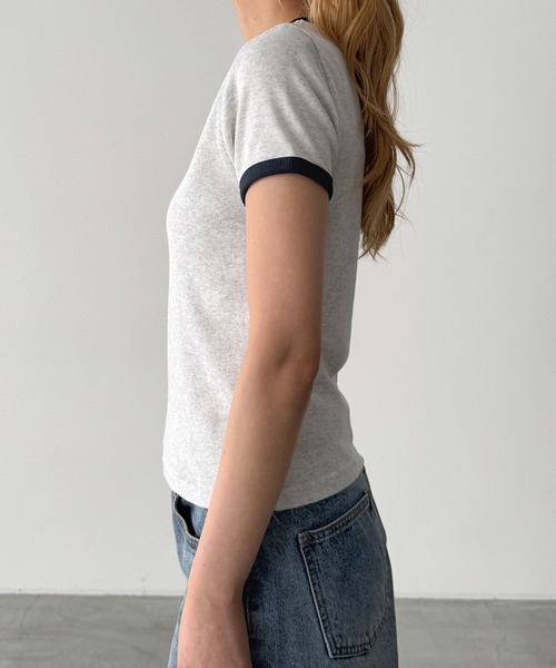 CANAL JEAN(キャナルジーン)の「El mar パイピングコンパクトTシャツ(Tシャツ/カットソー・レディース・ブルー/アッシュ/ヘザーグレー/ボルドー/ネイビー/グリーン・ONE SIZE)」の17枚目の写真