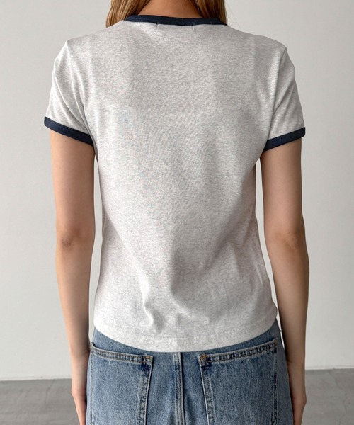CANAL JEAN(キャナルジーン)の「El mar パイピングコンパクトTシャツ(Tシャツ/カットソー・レディース・ブルー/アッシュ/ヘザーグレー/ボルドー/ネイビー/グリーン・ONE SIZE)」の18枚目の写真