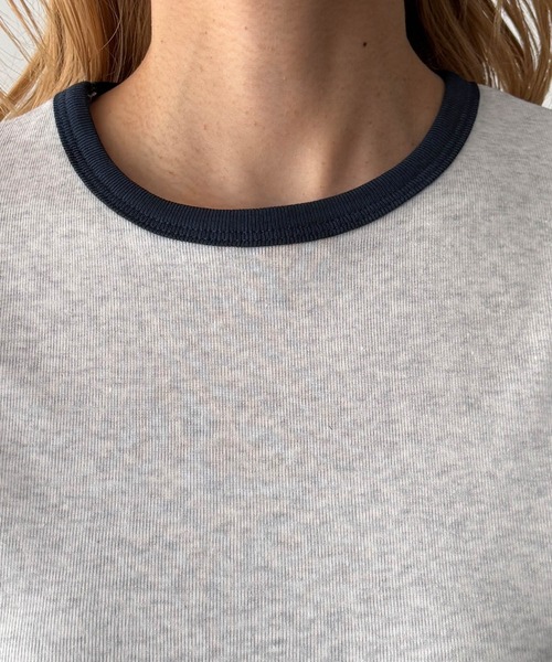 CANAL JEAN(キャナルジーン)の「El mar パイピングコンパクトTシャツ(Tシャツ/カットソー・レディース・ブルー/アッシュ/ヘザーグレー/ボルドー/ネイビー/グリーン・ONE SIZE)」の19枚目の写真