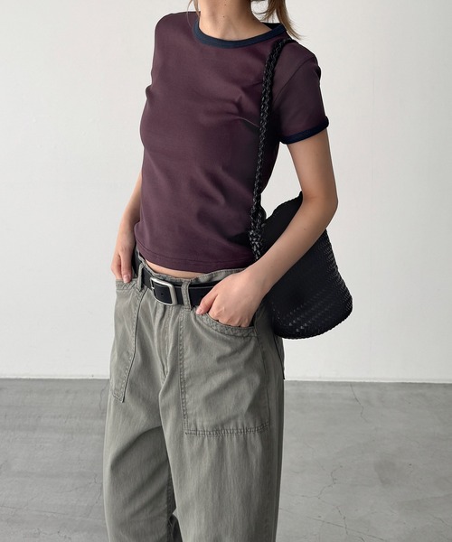 CANAL JEAN(キャナルジーン)の「El mar パイピングコンパクトTシャツ(Tシャツ/カットソー・レディース・ブルー/アッシュ/ヘザーグレー/ボルドー/ネイビー/グリーン・ONE SIZE)」の21枚目の写真