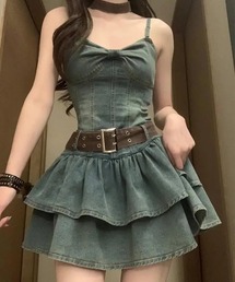 GLAMOROUS JANE（グラマラスジェーン）の「ベルト付きフリルキャミワンピース（ワンピース）」