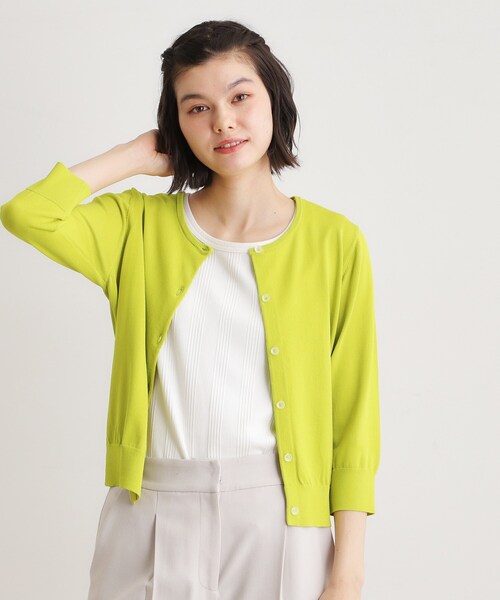 LAURA ASHLEY(ローラアシュレイ)の「【定番人気!接触冷感/UVカット】クリアボタンカーディガン(カーディガン/ボレロ・レディース・ライトブルー/ネイビー/ホワイト/ライトイエロー系・38/40)」の1枚目の写真