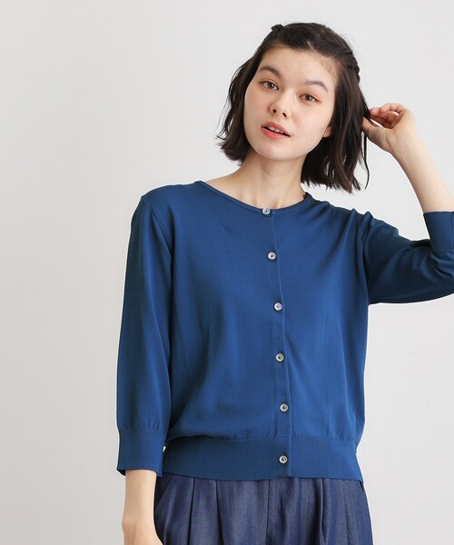 LAURA ASHLEY(ローラアシュレイ)の「【定番人気!接触冷感/UVカット】クリアボタンカーディガン(カーディガン/ボレロ・レディース・ライトブルー/ネイビー/ホワイト/ライトイエロー系・38/40)」の13枚目の写真