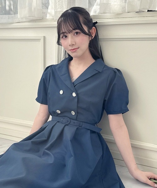 an another angelus(アンアナザーアンジェラス)の「ダブル釦開衿シャツワンピース/fint フィント(シャツワンピース・レディース・ネイビー/ミント/アイボリー/ライトイエロー・FREE)」の13枚目の写真