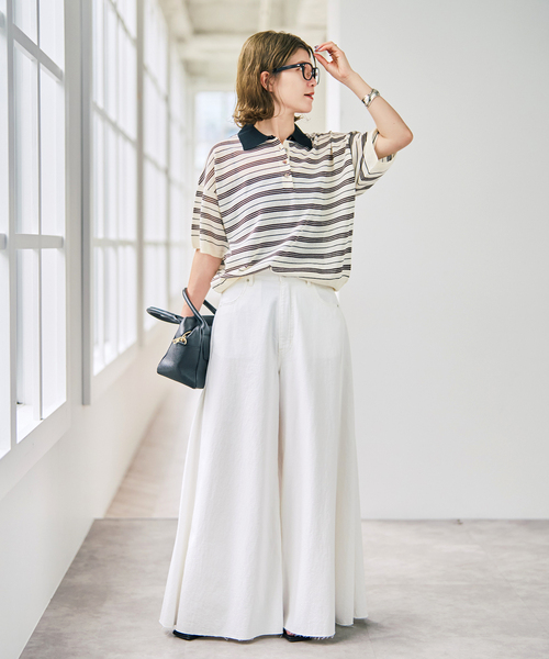 Spick & Span(スピックアンドスパン)の「5 1/2 8oz FLARE-LINE DEIM(デニムパンツ・レディース・サックスブルー/ホワイト・27/28)」の3枚目の写真