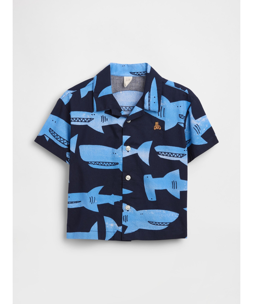 GAP(ギャップ)の「オーガニックコットン ポプリン プリントシャツ (幼児・ベビー)(シャツ/ブラウス・キッズ・ネイビー・105cm/100cm/95cm/90cm/80cm/70cm/110cm)」の2枚目の写真