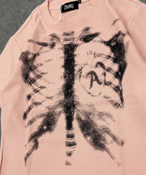 ATMARK(アットマーク)の「《2サイズ展開 / UNISEX 》ATMARK ボーンサーマル半袖Tシャツ 骨(Tシャツ/カットソー・メンズ・ピンク/ブラック・L/M)」の8枚目の写真