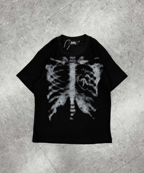 ATMARK(アットマーク)の「《2サイズ展開 / UNISEX 》ATMARK ボーンサーマル半袖Tシャツ 骨(Tシャツ/カットソー・メンズ・ピンク/ブラック・L/M)」の9枚目の写真