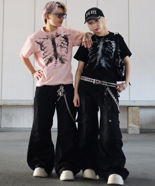 ATMARK(アットマーク)の「《2サイズ展開 / UNISEX 》ATMARK ボーンサーマル半袖Tシャツ 骨(Tシャツ/カットソー・メンズ・ピンク/ブラック・L/M)」の10枚目の写真