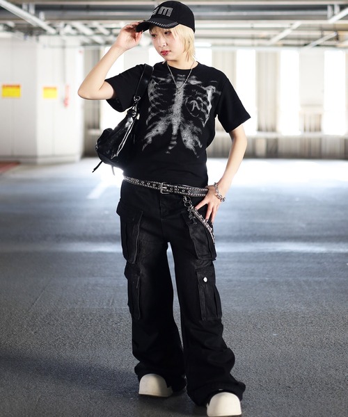 ATMARK(アットマーク)の「《2サイズ展開 / UNISEX 》ATMARK ボーンサーマル半袖Tシャツ 骨(Tシャツ/カットソー・メンズ・ピンク/ブラック・L/M)」の12枚目の写真