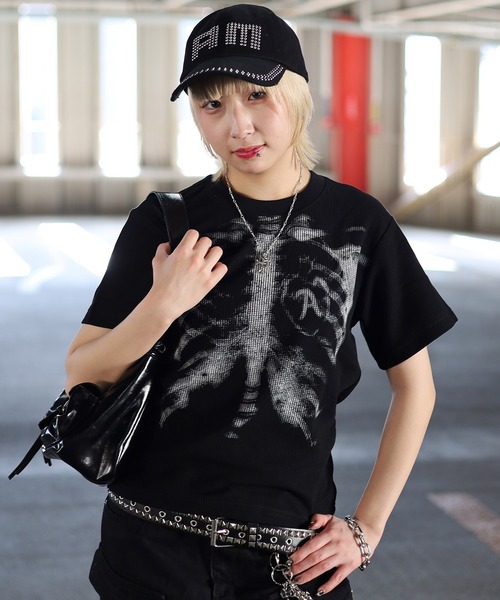 ATMARK(アットマーク)の「《2サイズ展開 / UNISEX 》ATMARK ボーンサーマル半袖Tシャツ 骨(Tシャツ/カットソー・メンズ・ピンク/ブラック・L/M)」の13枚目の写真