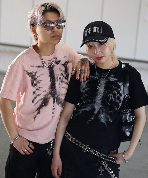 ATMARK(アットマーク)の「《2サイズ展開 / UNISEX 》ATMARK ボーンサーマル半袖Tシャツ 骨(Tシャツ/カットソー・メンズ・ピンク/ブラック・L/M)」の15枚目の写真