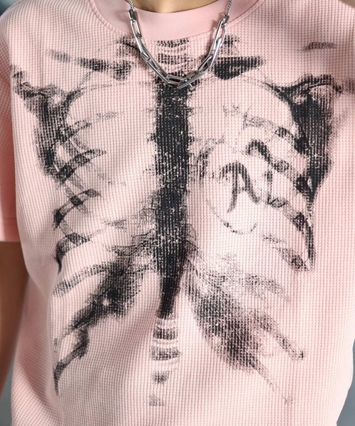 ATMARK(アットマーク)の「《2サイズ展開 / UNISEX 》ATMARK ボーンサーマル半袖Tシャツ 骨(Tシャツ/カットソー・メンズ・ピンク/ブラック・L/M)」の21枚目の写真