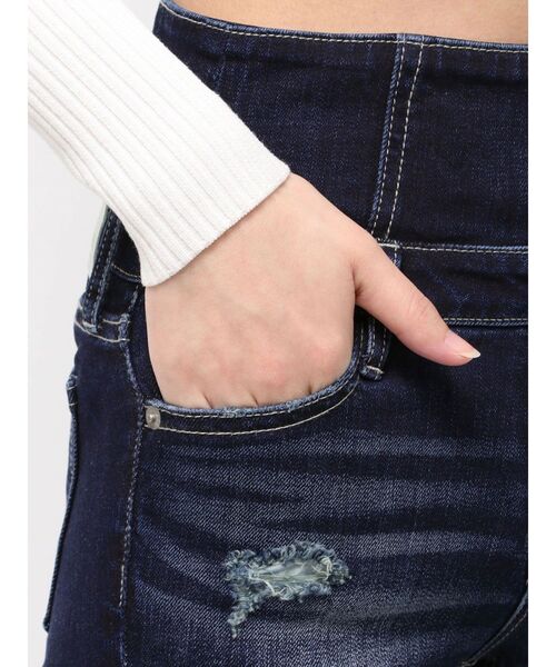 GYDA(ジェイダ)の「ハイウエストBACKクロスダメージフレアデニムパンツ(デニムパンツ・レディース・ライトブルー/インディゴブルー/ブラック・MEDIUM/X-SMALL/SMALL)」の19枚目の写真