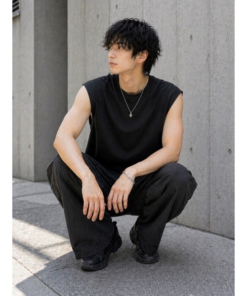 CERCA(チェルカ)の「【Bls】 【ZM】【Bling Leads】梨地ノースリーブ(タンクトップ・メンズ・オフホワイト/ブラック/ブルー系その他・L/M)」の4枚目の写真