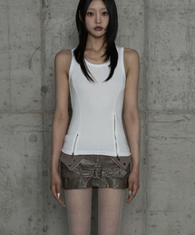 Unbal Panel Open Zipper Point Sleeve (Ivory)