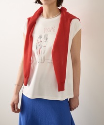 【YUKO SAEKI for ROPE’・コラボレーション】フレンチスリーブプリントTシャツ/イージーケア