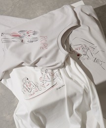 【YUKO SAEKI for ROPE’・コラボレーション】フレンチスリーブプリントTシャツ/イージーケア