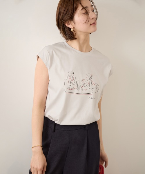 ROPE'（ロペ）の「【YUKO SAEKI for ROPE’・コラボレーション】フレンチスリーブプリントTシャツ/イージーケア（Tシャツ/カットソー・レディース・ホワイト系その他2/グレー/ライトグレー/ホワイト系その他3/ホワイト系その他/グレー系その他・FREE）」の10枚目の写真