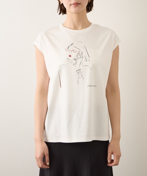 ROPE'（ロペ）の「【YUKO SAEKI for ROPE’・コラボレーション】フレンチスリーブプリントTシャツ/イージーケア（Tシャツ/カットソー・レディース・ホワイト系その他2/グレー/ライトグレー/ホワイト系その他3/ホワイト系その他/グレー系その他・FREE）」の11枚目の写真