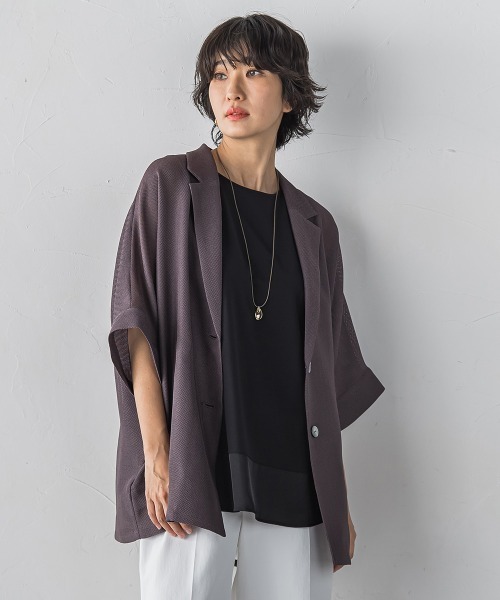 la.f…（ラエフ）の「”カーデみたいに羽織れる”メッシュジャケット（テーラードジャケット・レディース・ベージュ/ブラウン/ベージュ系その他/ブラック/ライトグレー・9号/7号）」の20枚目の写真