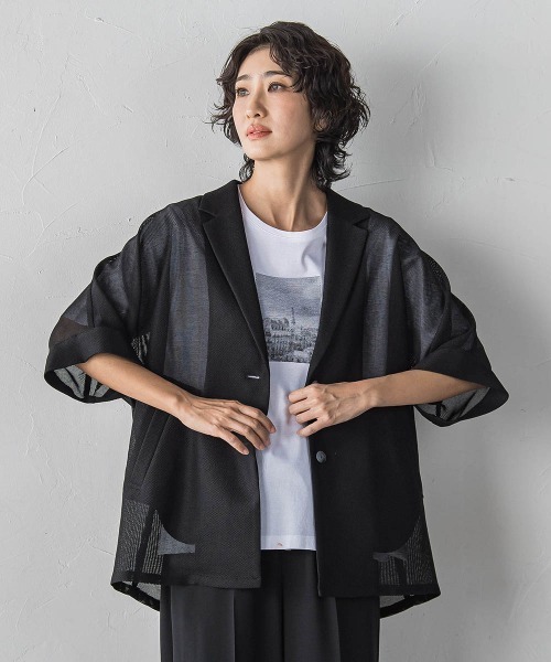 la.f…（ラエフ）の「”カーデみたいに羽織れる”メッシュジャケット（テーラードジャケット・レディース・ベージュ/ブラウン/ベージュ系その他/ブラック/ライトグレー・9号/7号）」の11枚目の写真