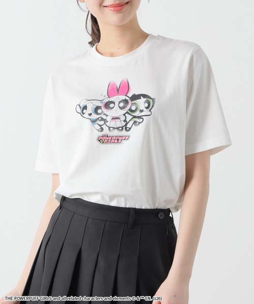 Honeys(ハニーズ)の「パワーパフガールズ/Tシャツ(Tシャツ/カットソー・レディース・ホワイト/サックスブルー/スミクロ/ピンク・L/LL/M/S)」の2枚目の写真