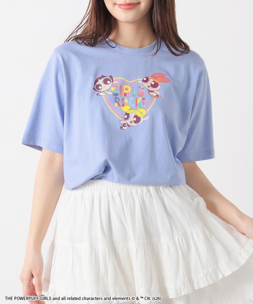 Honeys(ハニーズ)の「パワーパフガールズ/Tシャツ(Tシャツ/カットソー・レディース・ホワイト/サックスブルー/スミクロ/ピンク・L/LL/M/S)」の1枚目の写真