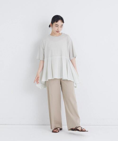 conges payes ADIEU TRISTESSE（コンジェ ペイエ アデュートリステス）の「【6月お気に入り登録ブランド内2位】【FAVE】インドコットン×カットソーTシャツ（Tシャツ/カットソー・レディース・チャコールグレー/ピンク/ミント・FREE）」の4枚目の写真