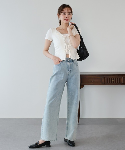 BLUEEAST(ブルーイースト)の「トリムレースリボンカットソー(Tシャツ/カットソー・レディース・ホワイト/ブルー/グレー・MEDIUM)」の7枚目の写真
