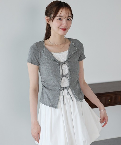 BLUEEAST(ブルーイースト)の「トリムレースリボンカットソー(Tシャツ/カットソー・レディース・ホワイト/ブルー/グレー・MEDIUM)」の12枚目の写真